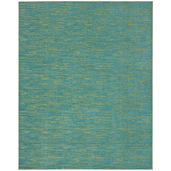 Blue, Green 10 ft. x 14 ft. Woven Polypropylene Indoor/Outdoor Area Rug