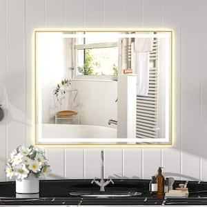 48 in. W x 40 in. H Rectangular Framed LED Anti-Fog Wall Bathroom Vanity Mirror, Backlit, and Front Light