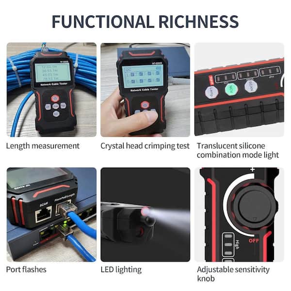 Noyafa Nf-8209S Advanced Network Cable Tester, Length Test, Port Flashing, Ethernet Tracer With Poe/Ncv, Cat5, Cat6 Multi-Function No-Trouble Line Scan Mode, Kit