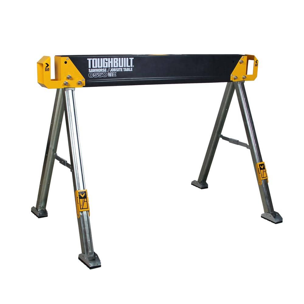 Details about   Heavy Duty TOUGHBUILT Adjustable Jobsite Sawhorse Folding Steel Table Saw Horse 