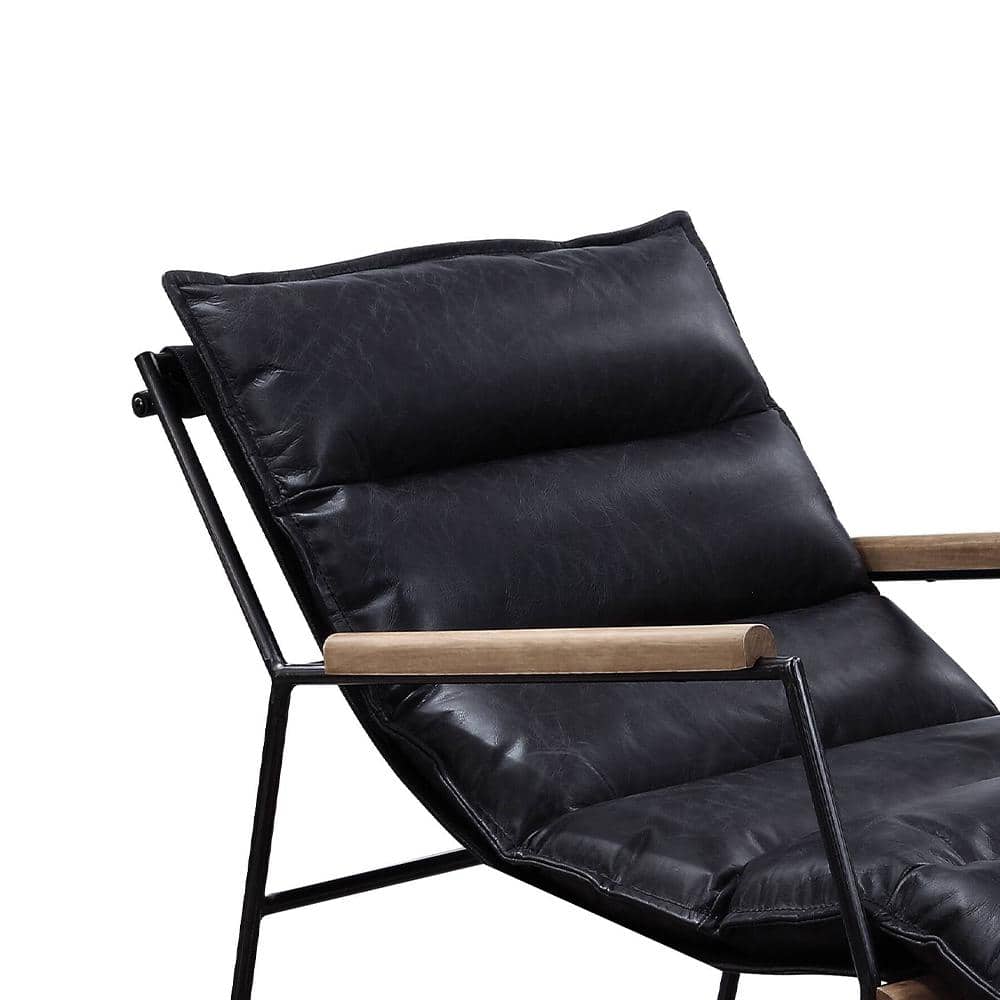 Modern Slipper Accent Chair in Distressed Black Leather
