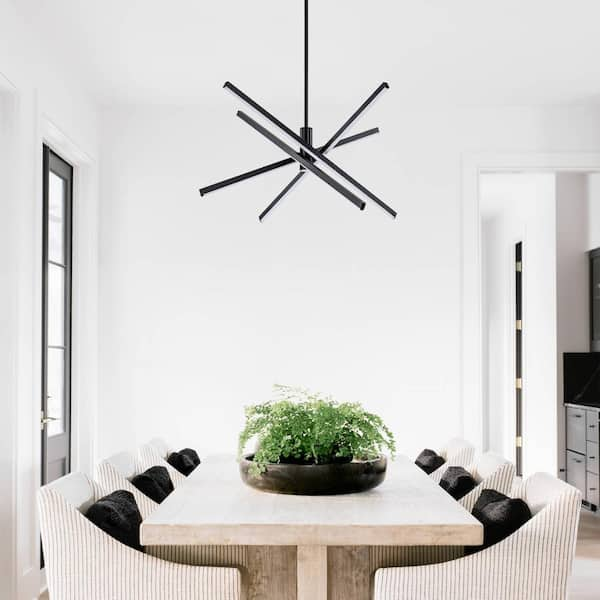 4-Light Dimmable Integrated LED Black Sputnik LED Chandelier for Dining Room Kitchen Living Room