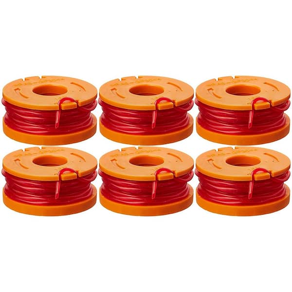 6Pcs Weed Eater Spool 2pc Cap For Worx WG116,WG119 16ft 0.065” String Trimmers 