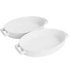 MARTHA STEWART 2-Piece White Oval 13 in. x 7.7 in. Stoneware Baking Dish  Bakeware Set 985118703M - The Home Depot