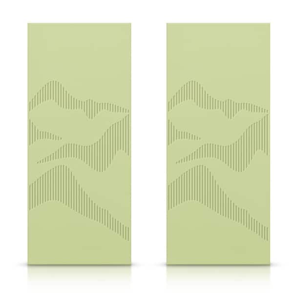 CALHOME 48 in. x 80 in. Hollow Core Sage Green Painted Composite MDF Interior Double Closet Sliding Doors