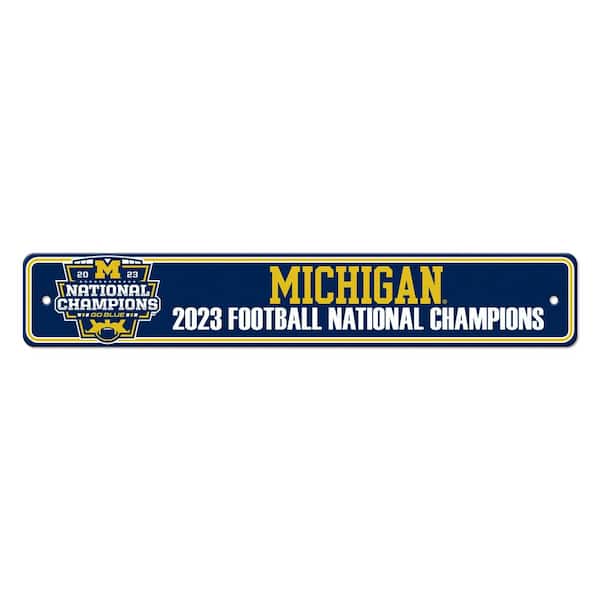 FANMATS Michigan 2023-24 National Champions Blue Street Sign - 0.33 ft. X 2 ft.