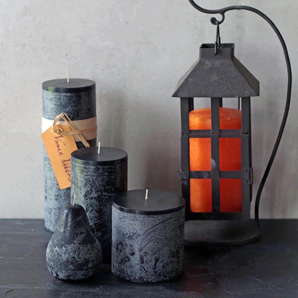 4.25" Distressed Black Eco-Friendly Pillar Candle