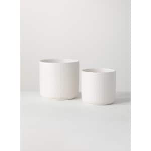 6" and 5" White Ceramic Planter (Set of 2)