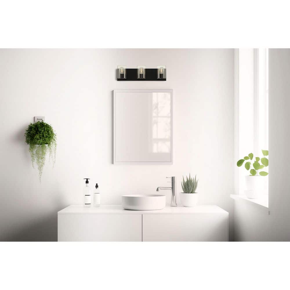 Oslo Matte Black Cylinder 3-Light LED Vanity Wall Sconce