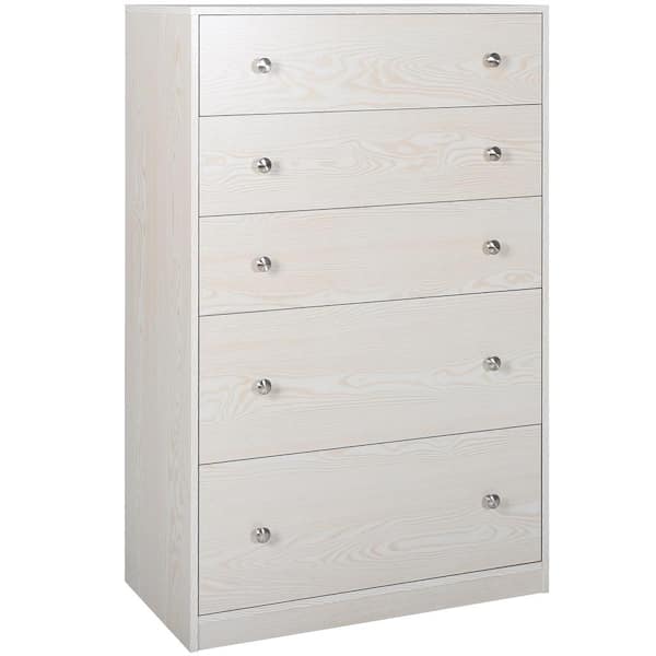 VEIKOUS Oversized 5-Drawer Off-White Chest of Drawers Dresser with 