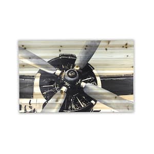 24 in. x 36 in. Plane Close Up Print on Planked Wood Wall Art