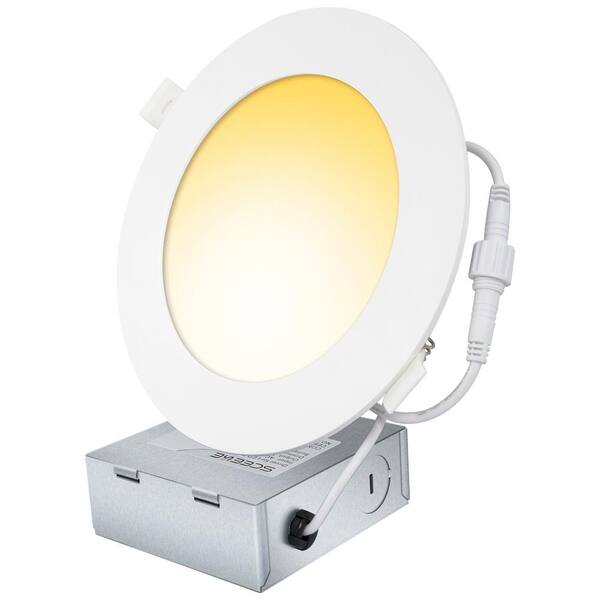 raccroc 6 ft. White Flush Round 12-Watt Dimmable LED Integrated Recessed Lighting Kit (12-Pack)