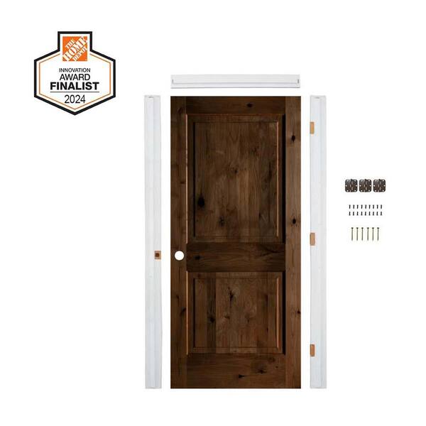 Krosswood Doors DIY RTA Kit 36in.x80in. Knotty Alder Square Top Right-Hand Provincial Stain Wood Single Ready To Assemble Interior Door