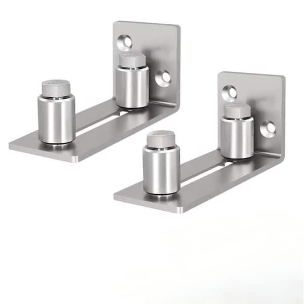 2-Pack Stainless Steel Sliding Door Floor Guide, Adjustable Wall Mount Roller Guide Fits Doors up to 2 1/8 in. Thick