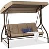 Best Choice Products 3-Person Metal Patio Swing with Desert Taupe Cushion SKY7844