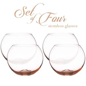 Luxurious and Elegant Sparkling Rose Pink Colored Glassware - Set of 4