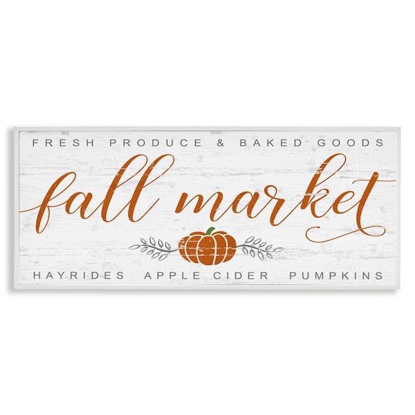 Stupell Industries Charming Fall Market Sign by Jessica Mundo White Framed Graphic Typography Art Print 24 in. x 10 in.