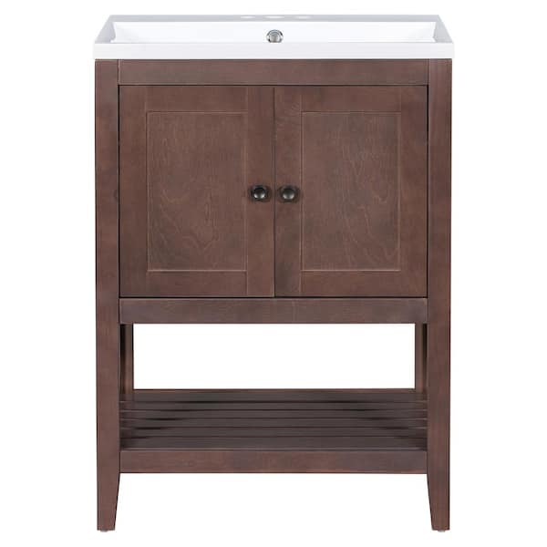 Unbranded 23.7 in. W x 17.8 in. D x 33.6 in. H Bathroom Vanity Combo with Single Sink in Brown Top
