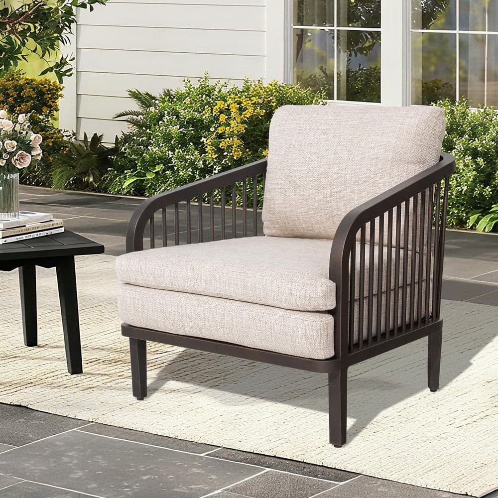 Asheville Aluminum Outdoor Lounge Chair with Cushions (1-Pack)