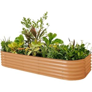 Raised Garden Bed Kit, 17 in. Tall 10-In-1 Modular, Metal Planter Box for Vegetables, Flowers, Herbs, Terra Cotta