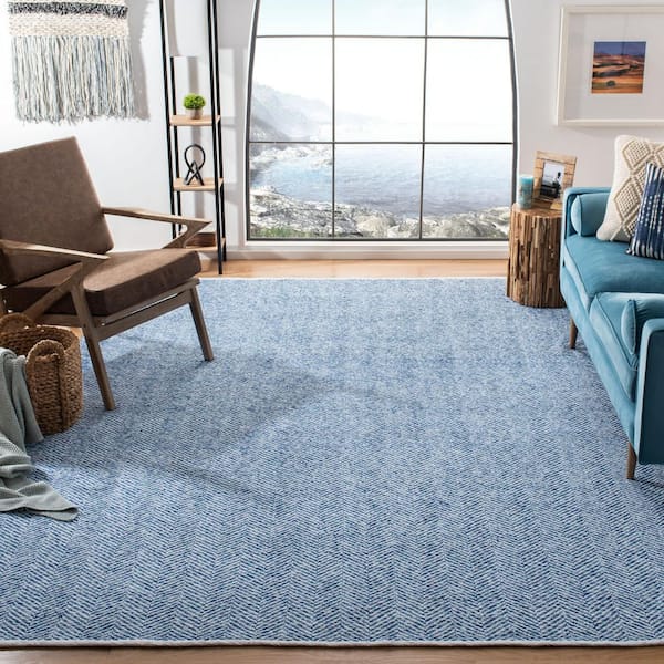 SAFAVIEH Nantucket 9 ft. x 12 ft. Blue Herringbone Marle Area Rug