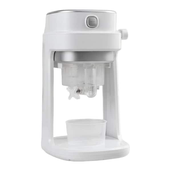 White Electric Ice Shaver Machine, Adjustable Texture Snow Cone Maker, Compact Countertop Shaved Ice Machine