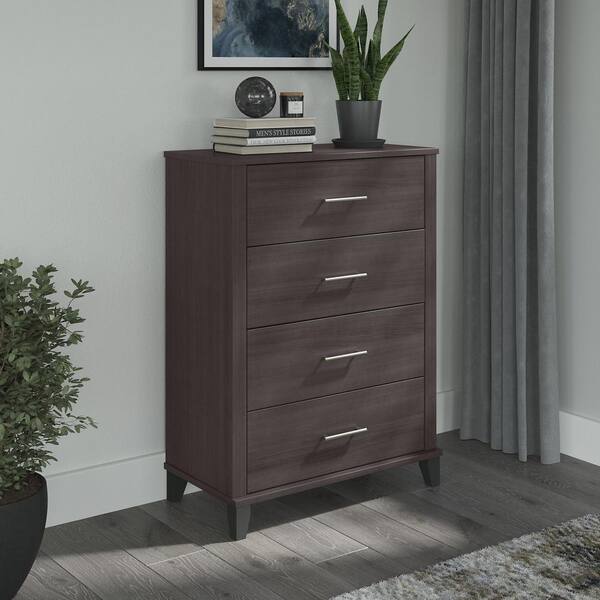 Bush Furniture Somerset Tall Storage Cabinet with Doors and Drawer in Ash Gray