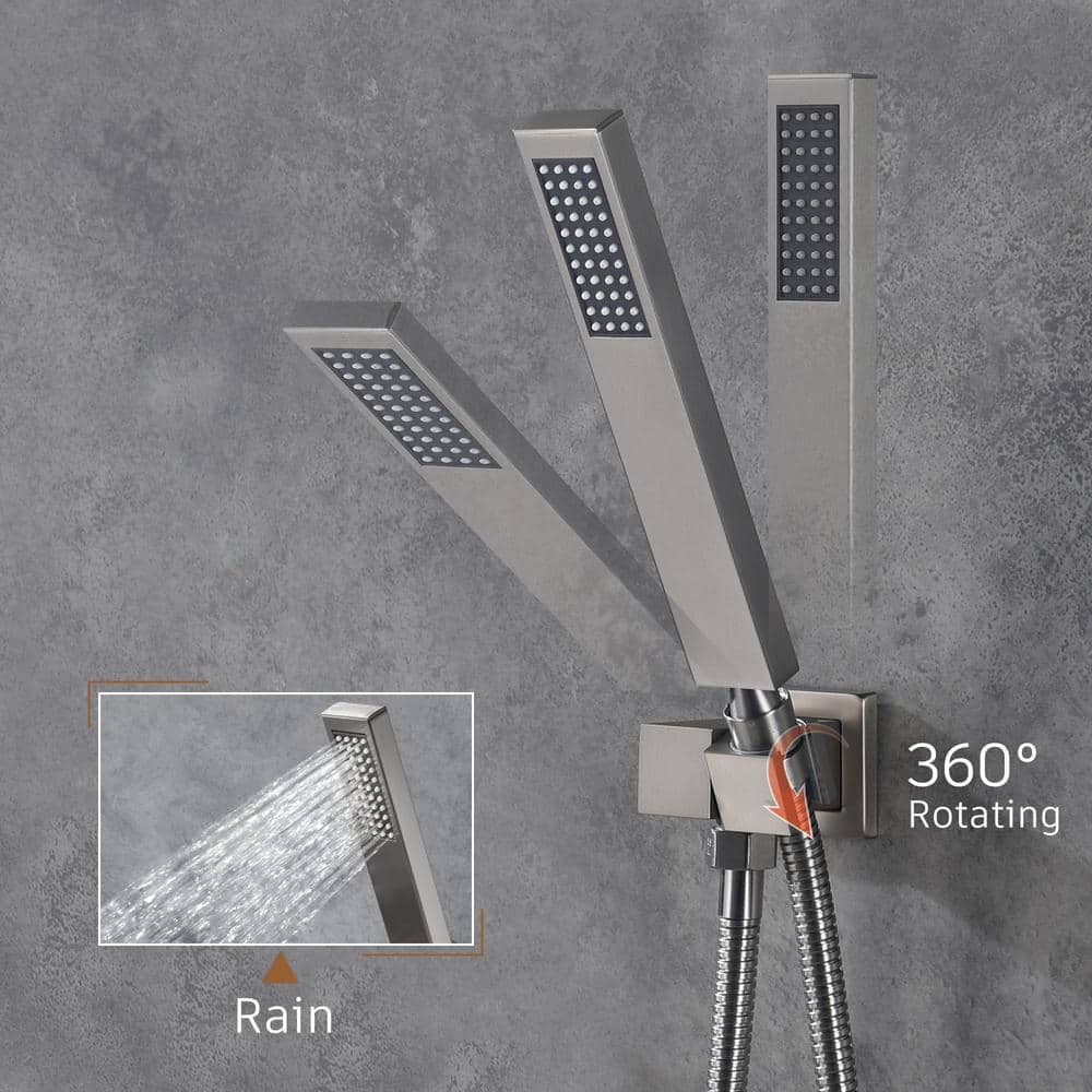 Brushed Nickel Dual-Function Rainfall Shower System with Handheld