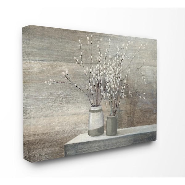 Stupell Industries 16 in. x 20 in. "Pussy Willow Still Life" by Wild Apple Printed Canvas Wall Art