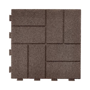 16 in. x 16 in. x 5/8 in. Brown Interlocking Rubber Paver (9-Pack)