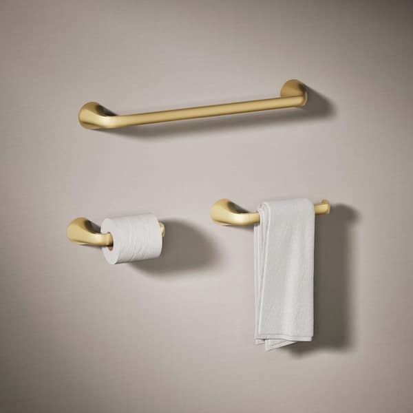 Cursiva 3-Piece Bath Hardware Set in Vibrant Brushed Moderne Brass