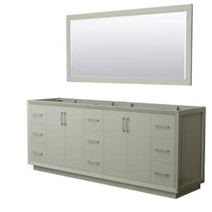 Strada 83.25 in. W x 21.75 in. D x 34.25 in. H Double Bath Vanity Cabinet without Top in Light Green with 70 in. Mirror
