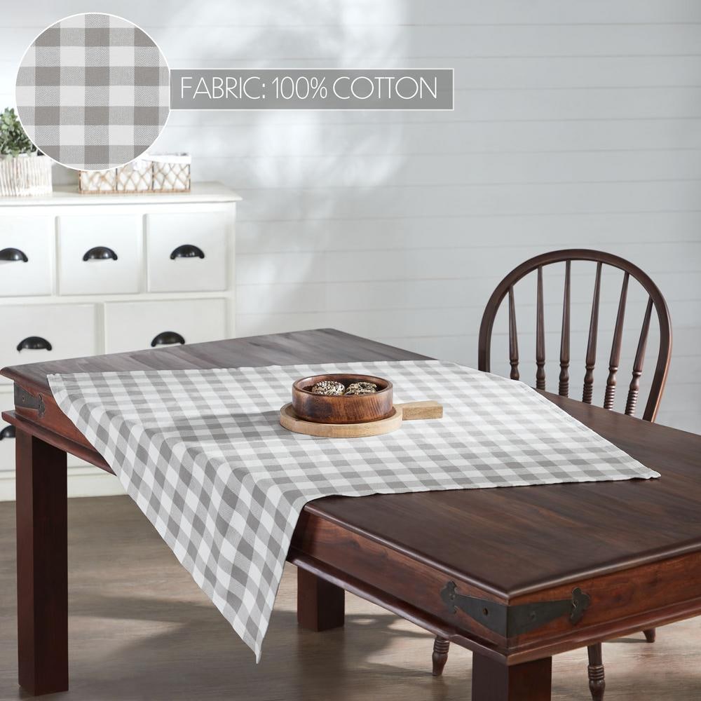 Annie 40x40 Gray and White Cotton Buffalo Check Table Topper
