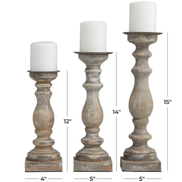 Litton Lane Brass Polystone Tall Standing Candle Holder 042013 - The Home  Depot