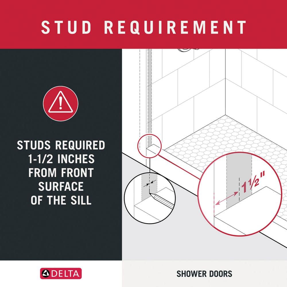 Delta 76" x 48" Frameless Chrome Sliding Shower Door
