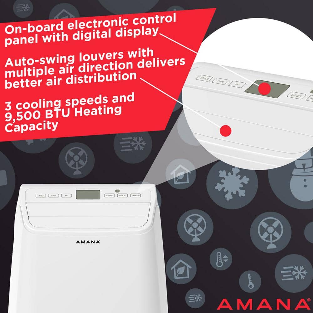 Amana 13000 BTU White Portable Air Conditioner with Heater and Remote