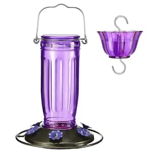 Attractive Purple Glass Hanging Hummingbird Nectar Feeder-16 Ounces with Ant Moat 1-Pack