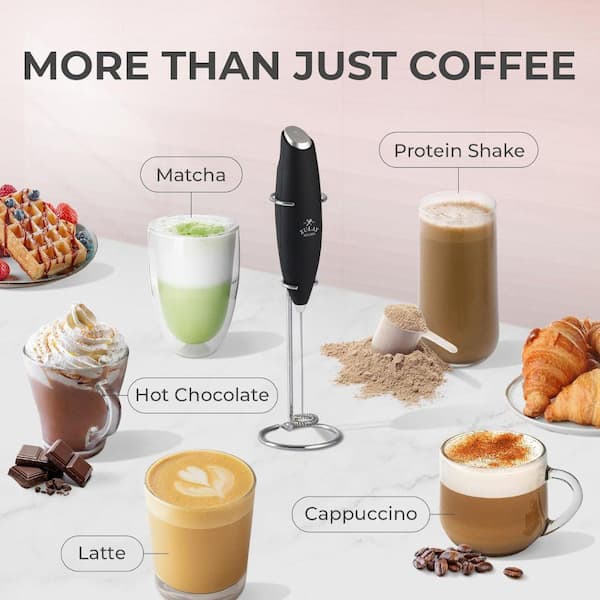 Zulay Kitchen Premium Gift Milk Frother Complete Set-Black Z-MILK