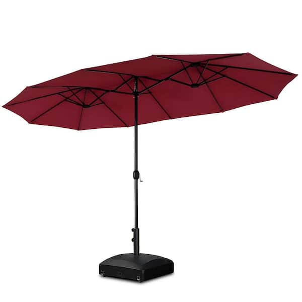 SUNRINX 13 ft. Market Patio Umbrella 2-Side in Red with Mobile Base