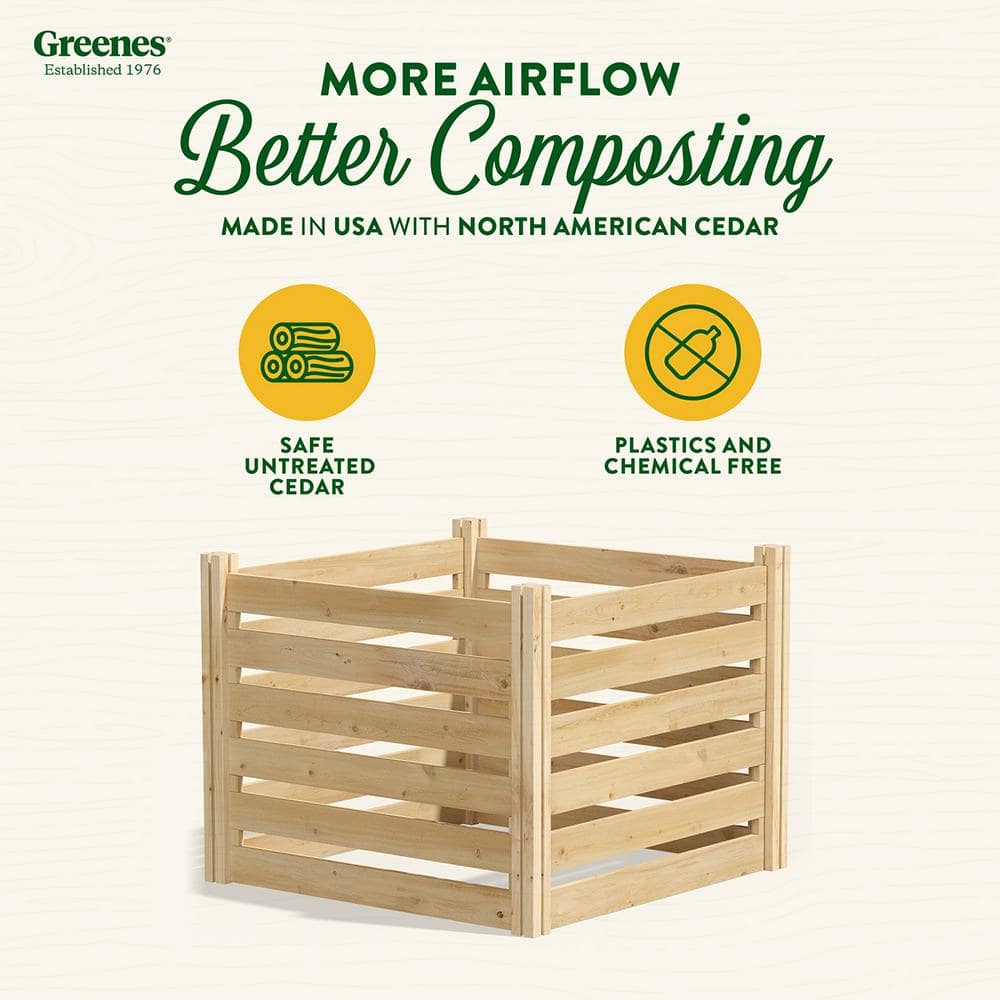 Natural Cedar Wood 36'' Outdoor Stationary Composter