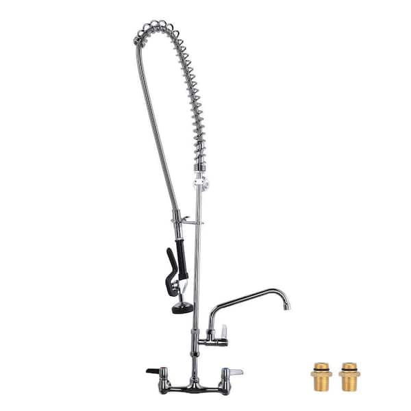 36 in. Commercial Triple Handles Pull Down Sprayer Kitchen Faucet with Pre-Rinse Sprayer in Chrome