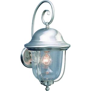 Rhodes Collection Brushed Nickel Outdoor Wall Lantern Sconce with Seedy Glass Shade