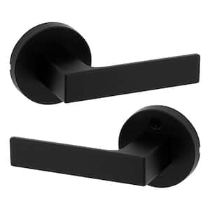 Singapore Square Matte Black Hall Closet Door Handle with Microban (4 Pack)