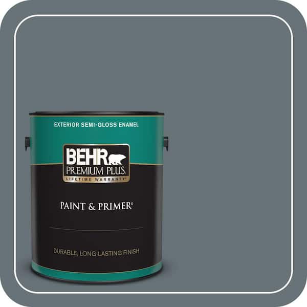BEHR PREMIUM PLUS 1 gal. #ECC-22-3 Rain Shadow Semi-Gloss Enamel Exterior Paint & Primer