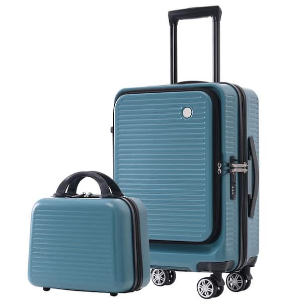 Polibi 22 in. Blue Front Open Luggage Light-Weight Suitcase with Front Pocket and USB Port, 1 Portable Carrying Case