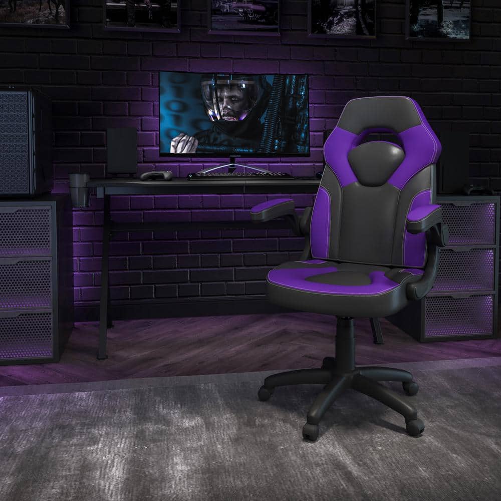 Mesh Fabric with Adjustable Height Lumbar Support Swivel Wheels featured Chair in Purple