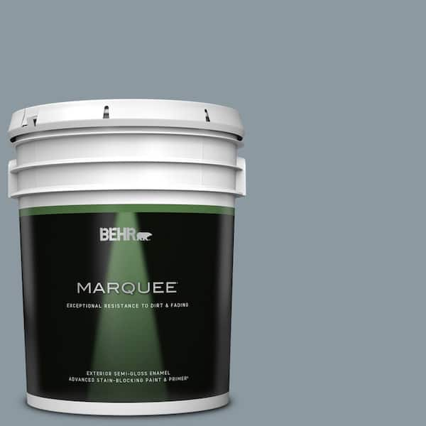 BEHR MARQUEE 5 gal. #N490-4 Teton Blue Semi-Gloss Enamel Exterior Paint & Primer