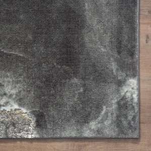 Luna Black 4 ft. x 6 ft. Abstract Polyester Area Rug