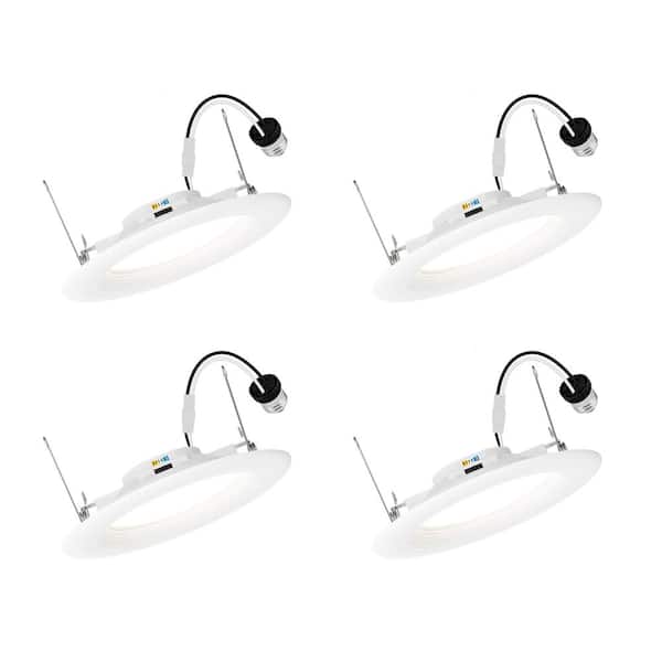 5/6 in. Adjustable CCT Housing Required Non-IC Rated Dimmable Indoor Integrated LED Recessed Light Trim T24 (4 Packs)