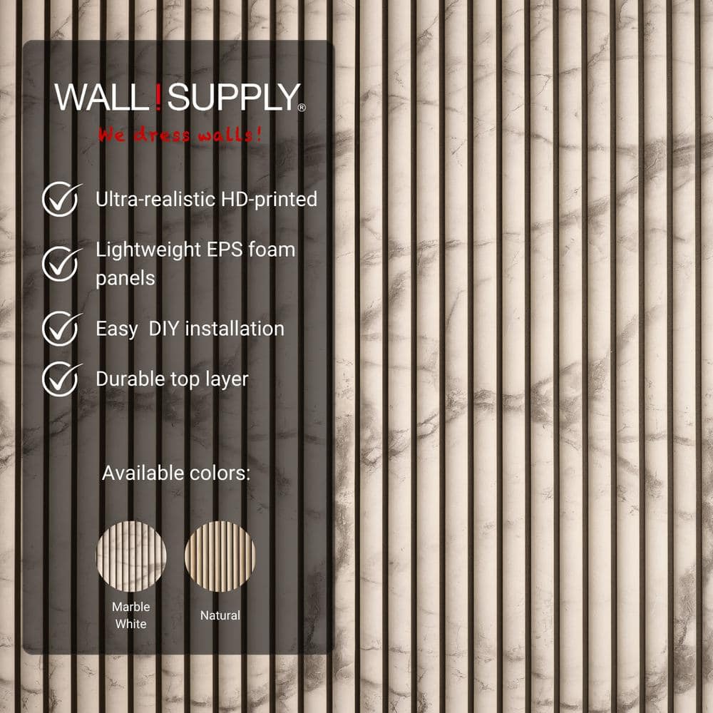 UltraLight 3D White Marble Foam Wall Panels Set